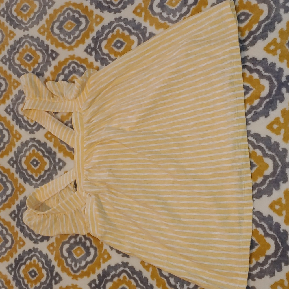 LC Lauren Conrad Yellow and White Ruffled Tank Top